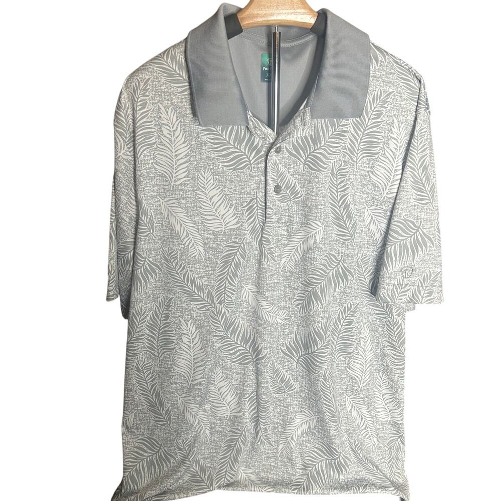 Pro Tour men's golf shirt gray and white palm leaf size xxl